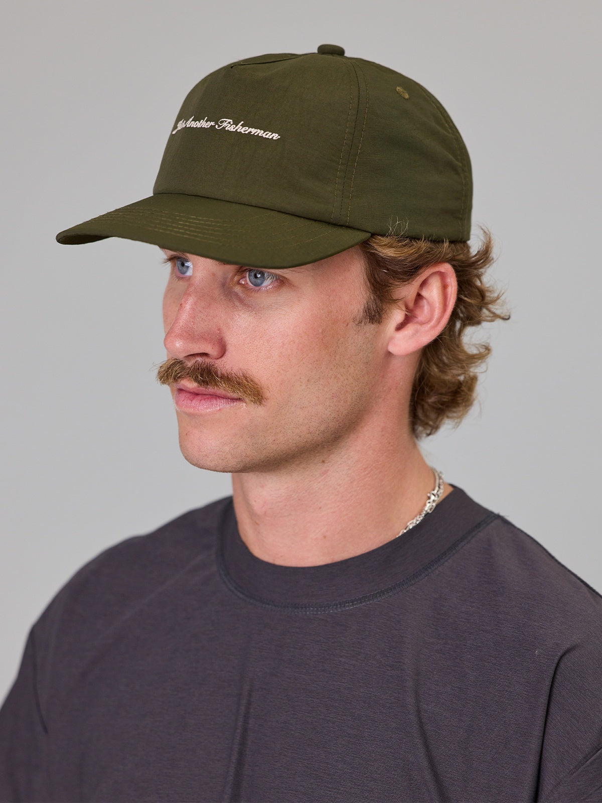 Just Another Fisherman Script Ledger Cap- Olive