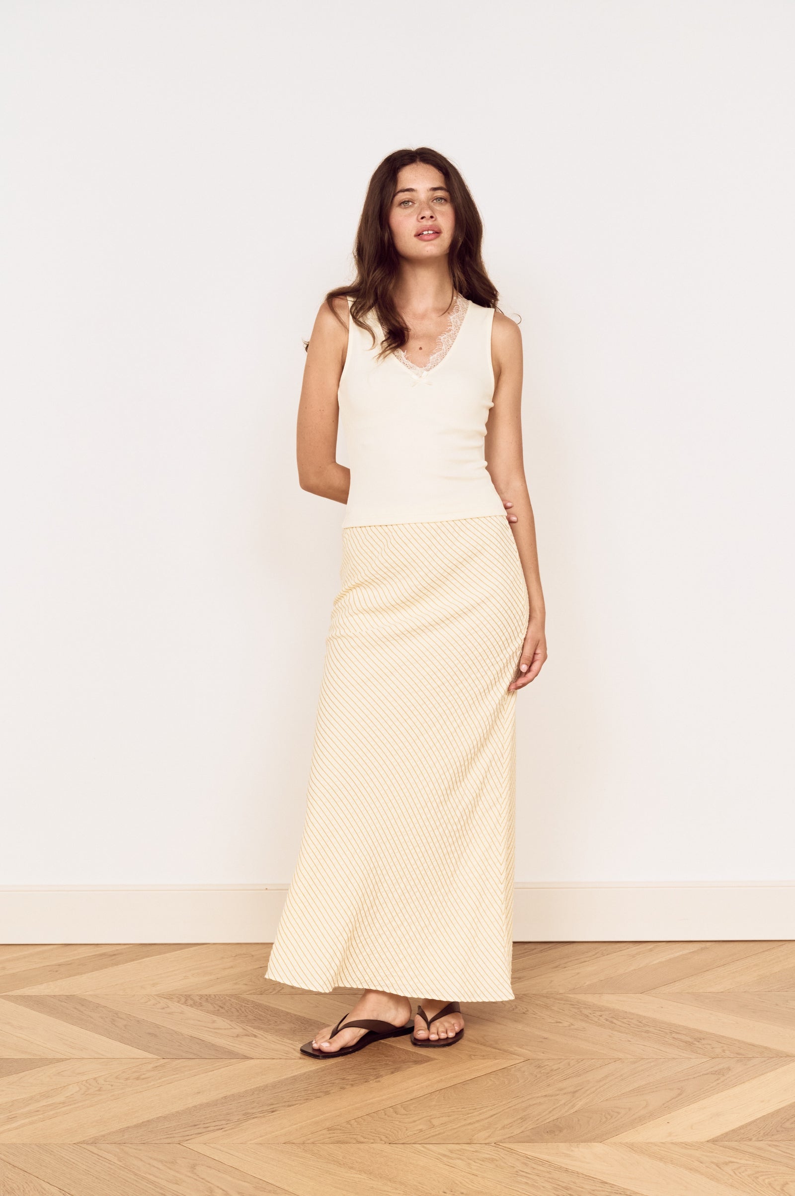 Mink Pink Asa Midi Skirt Latte