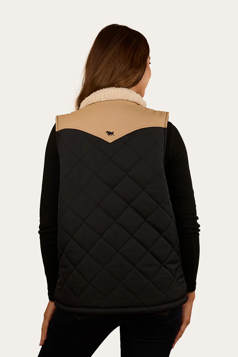 Ringers Western Selwyn Womens Puffer Vest - Dark Sand / Black