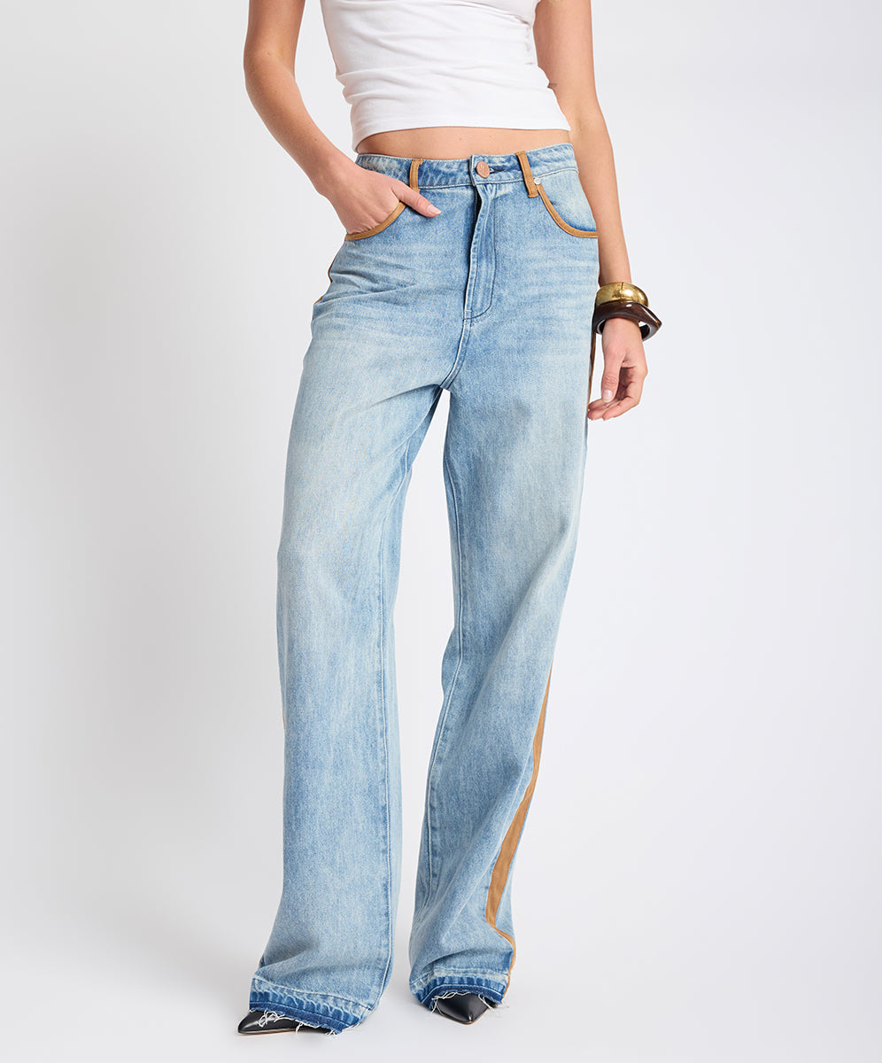 One Teaspoon Rodeo Queen Icon High Waist Straight Leg Denim Jeans Salty Dog