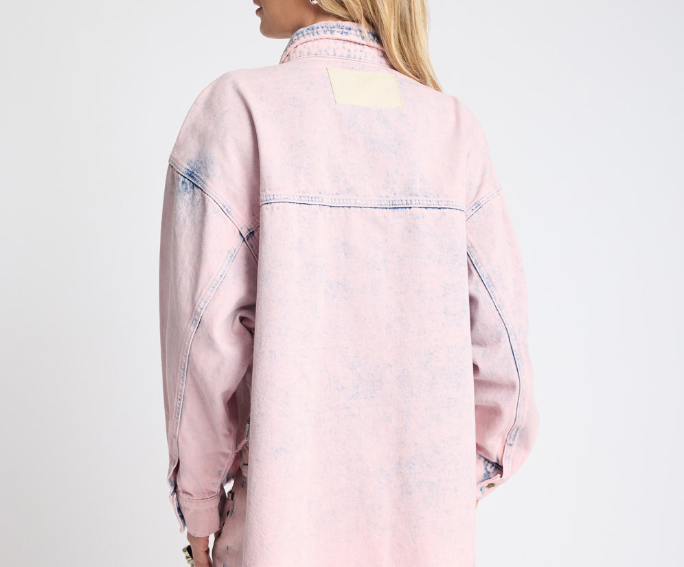 One Teaspoon Star Teaser Daria Denim Shacket Pink Haze