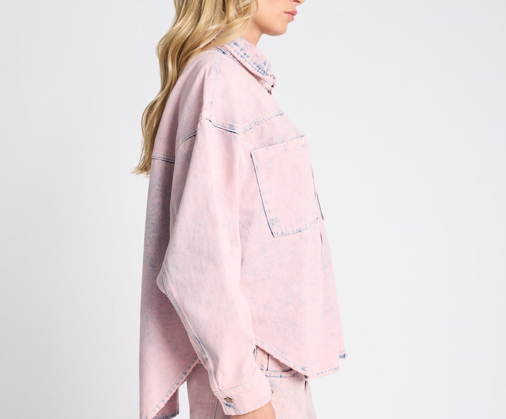 One Teaspoon Star Teaser Daria Denim Shacket Pink Haze