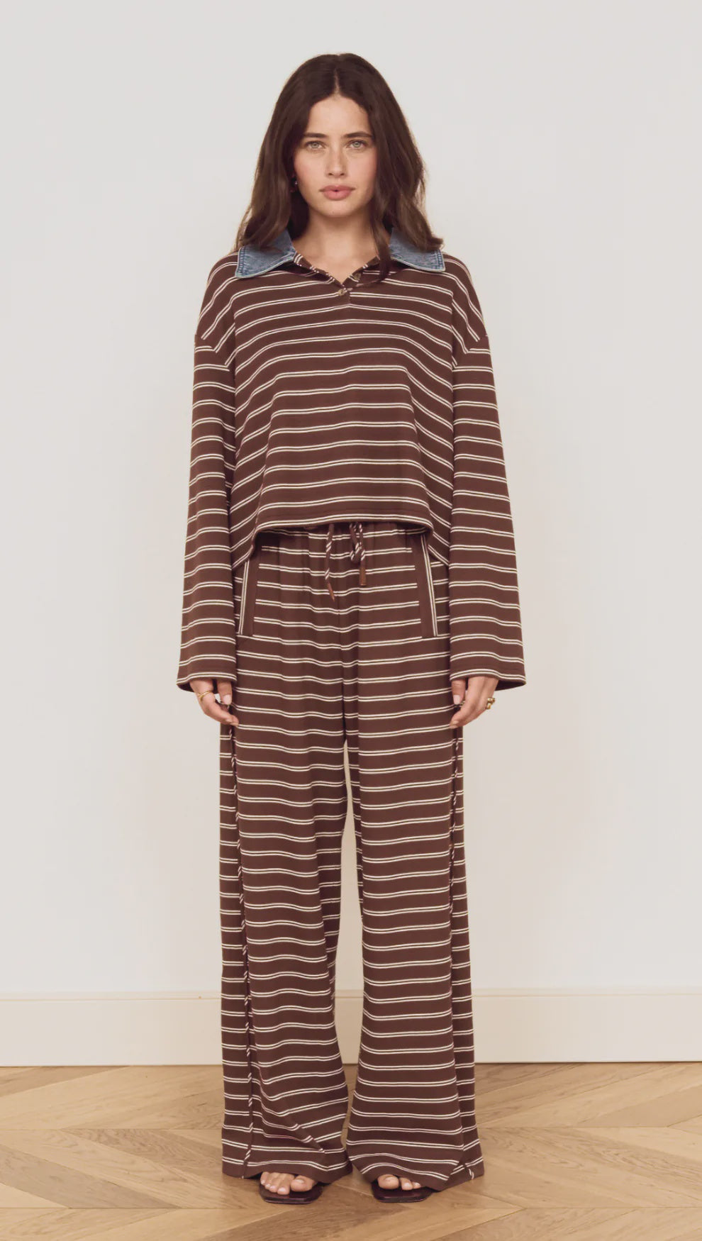 Mink Pink Vesper Polo Top Choc