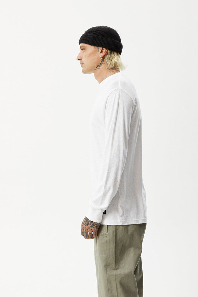 Afends Essential Hemp Retro L/S Tee White