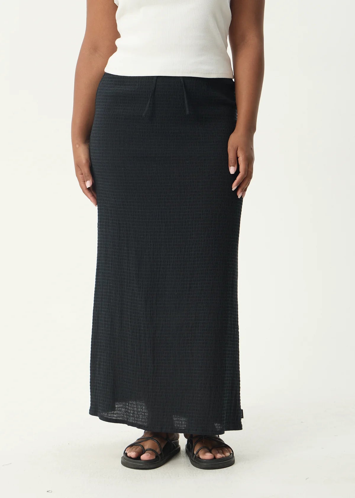 Afends Focus Hemp Seersucker Maxi Skirt Black