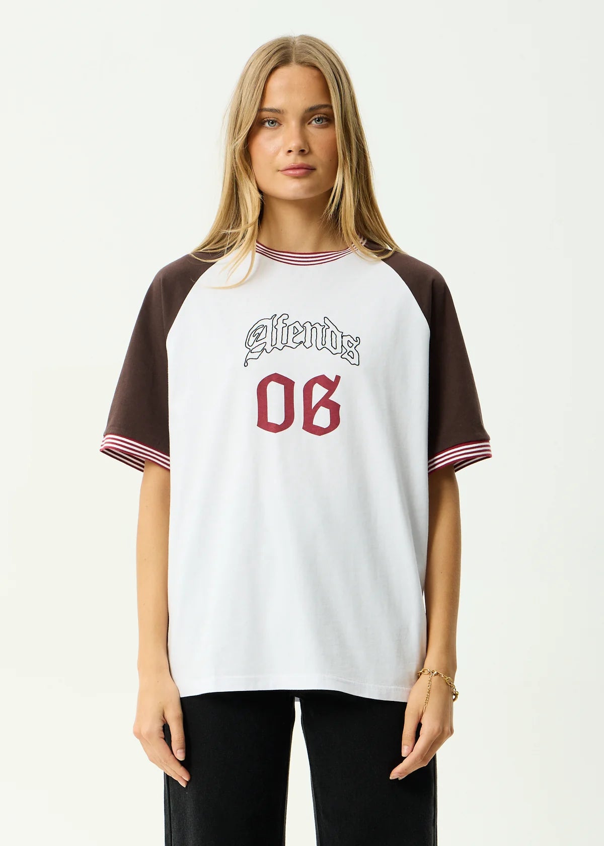 Afends Dexter - Oversized Tee - Coffee / White