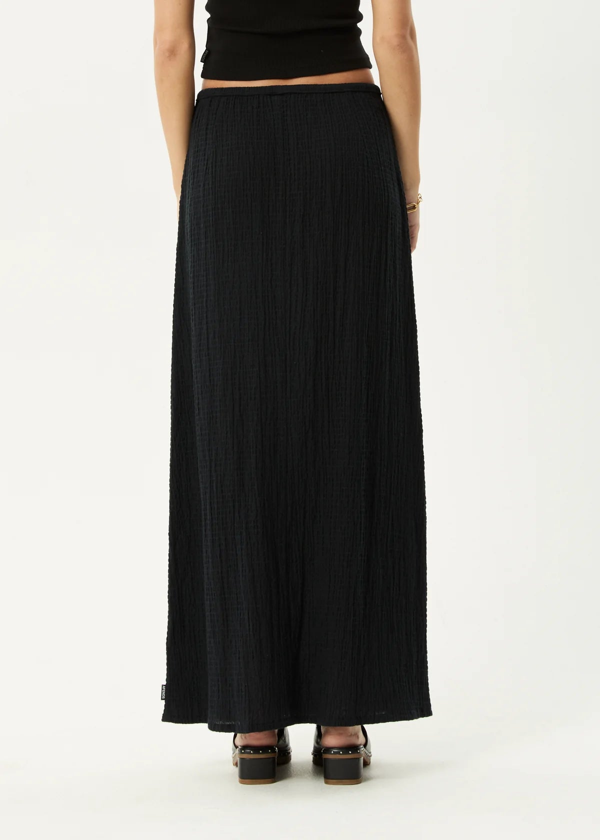 Afends Focus Hemp Seersucker Maxi Skirt Black