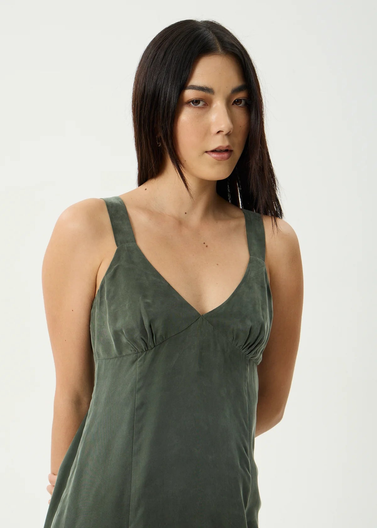Afends Gerry - Cupro Mini Dress - Deep Green