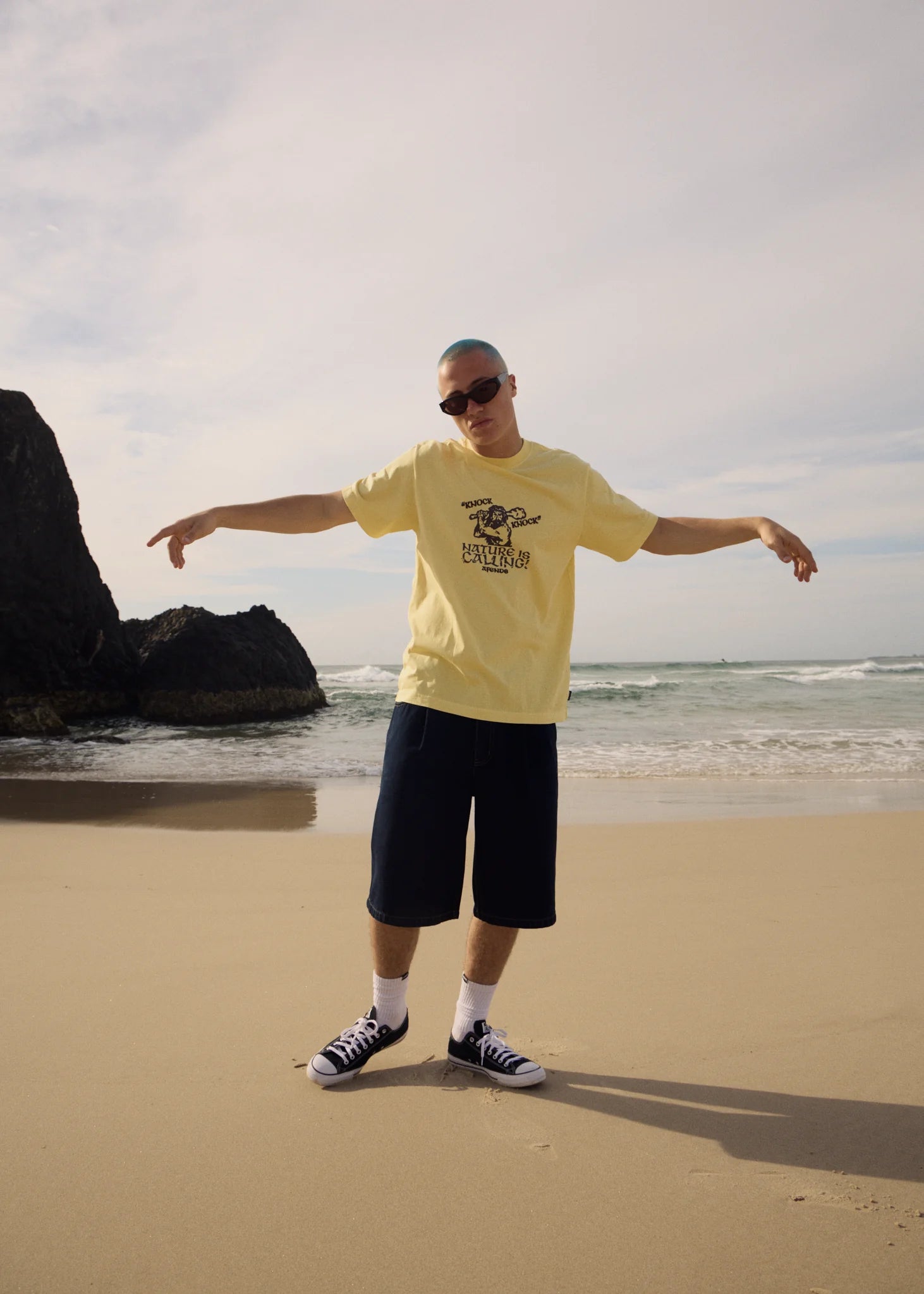 Afends Mens Knock Knock Retro Tee - Washed Lemon