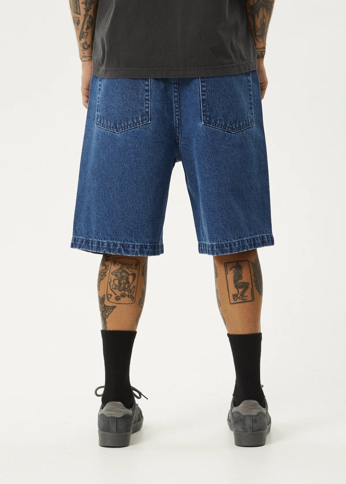 Afends Lil C Denim Baggy Fit Short 22 Inch Authentic Blue