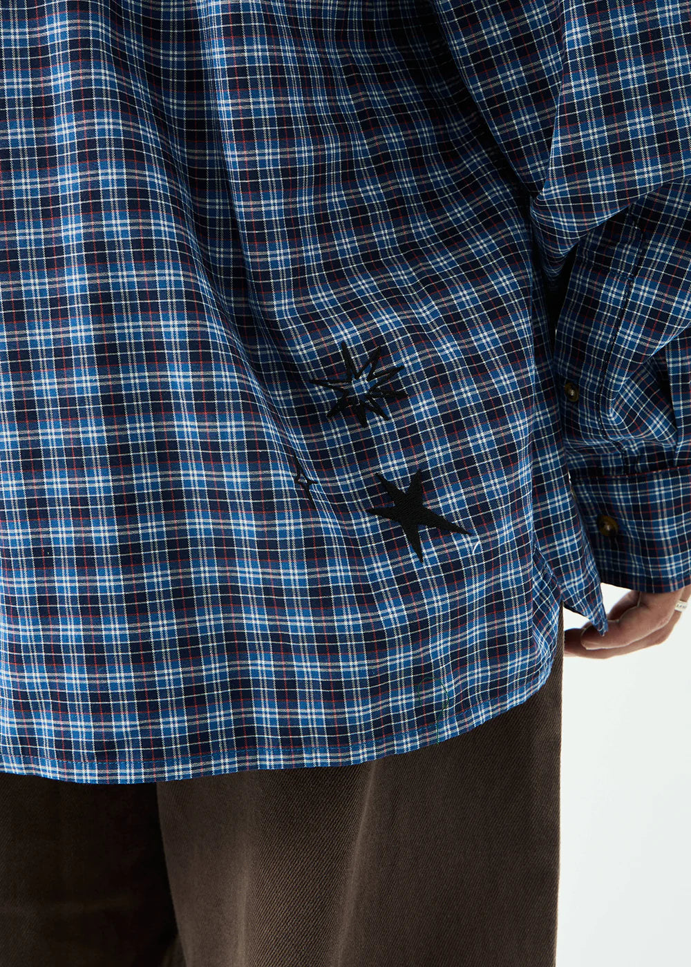 Afends Mountains - Oversized Long Sleeve Shirt - Navy Check