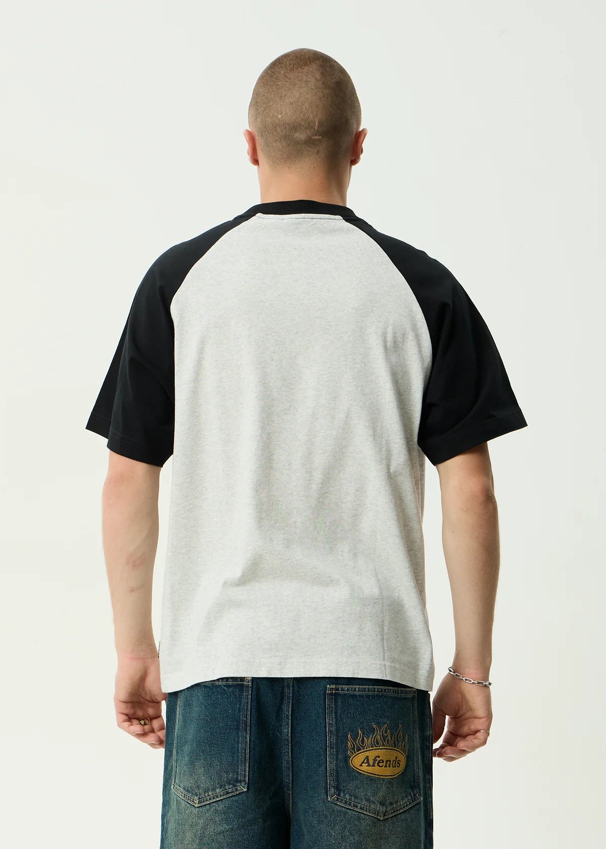 Afends Wings - Heavyweight Raglan Tee - Grey Marle