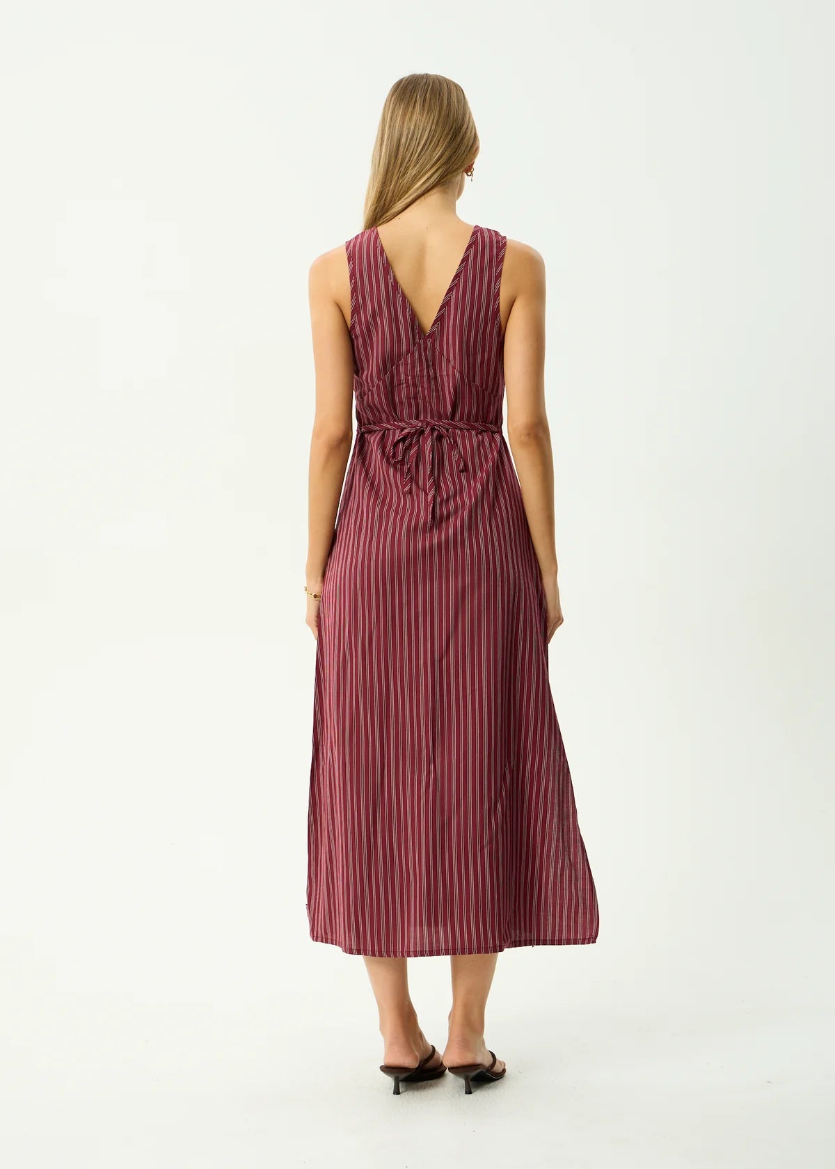 Afends Ledger - Maxi Dress - Burgundy Stripe