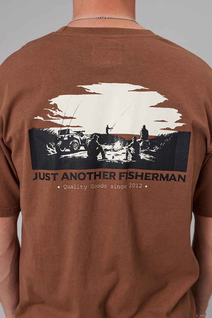 Just Another Fisherman Bonfire Sea Tee Brown