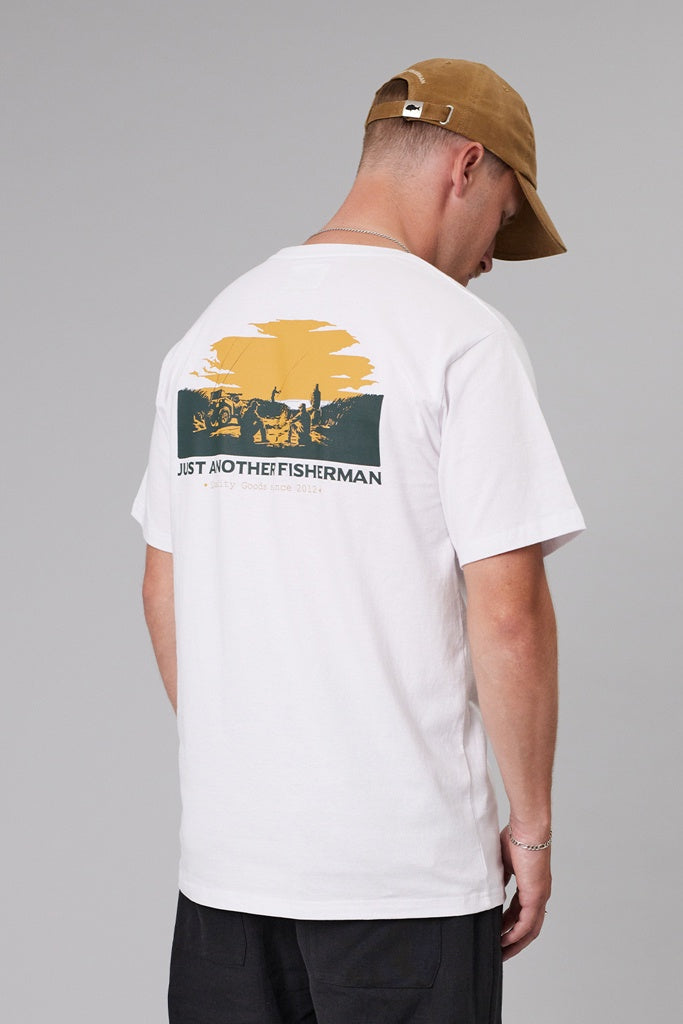 Just Another Fisherman Bonfire Sea Tee White