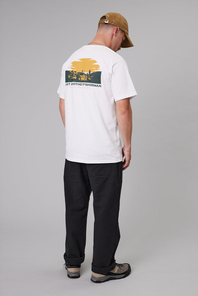 Just Another Fisherman Bonfire Sea Tee White
