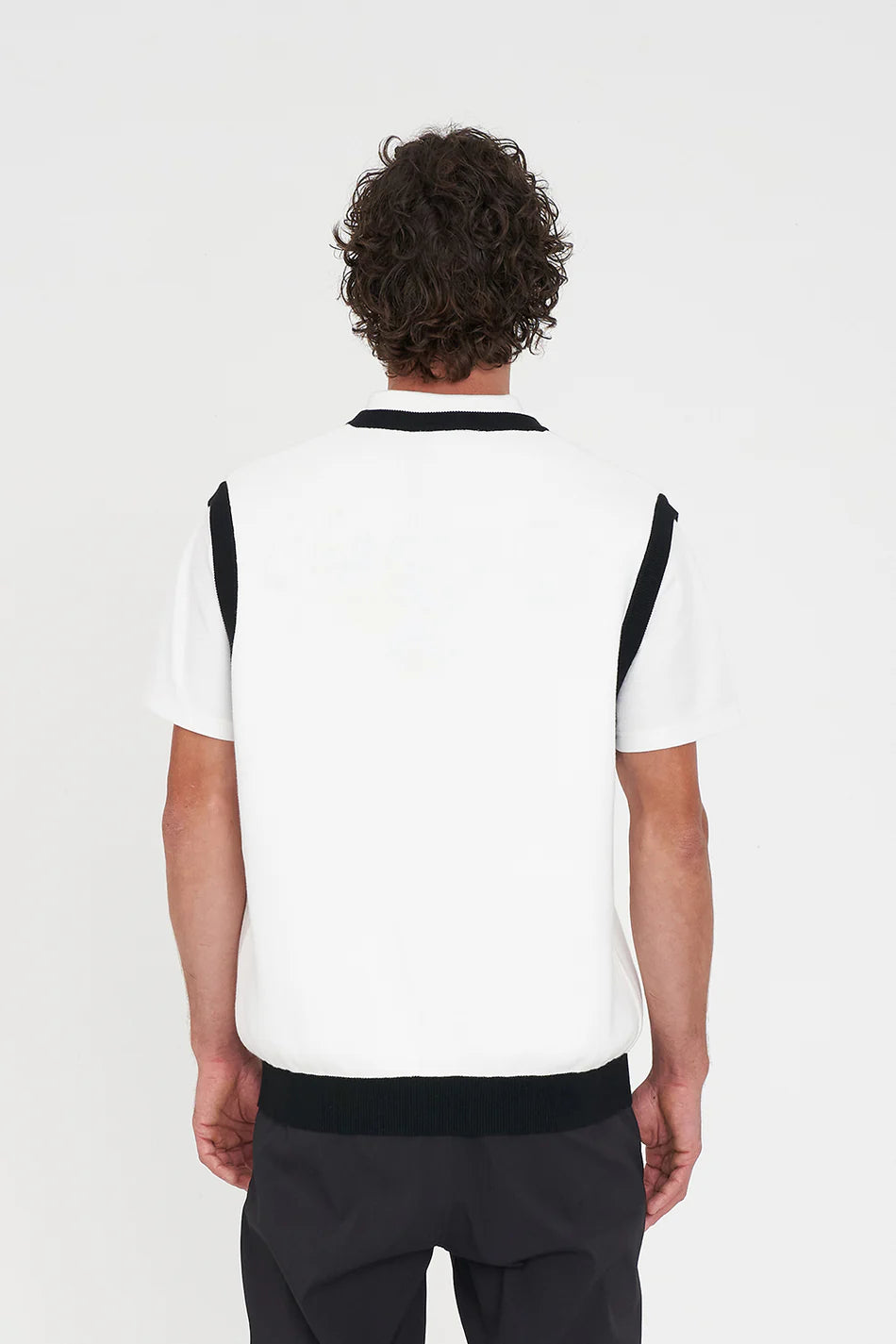Huffer Bunker Knit Vest Chalk/Black