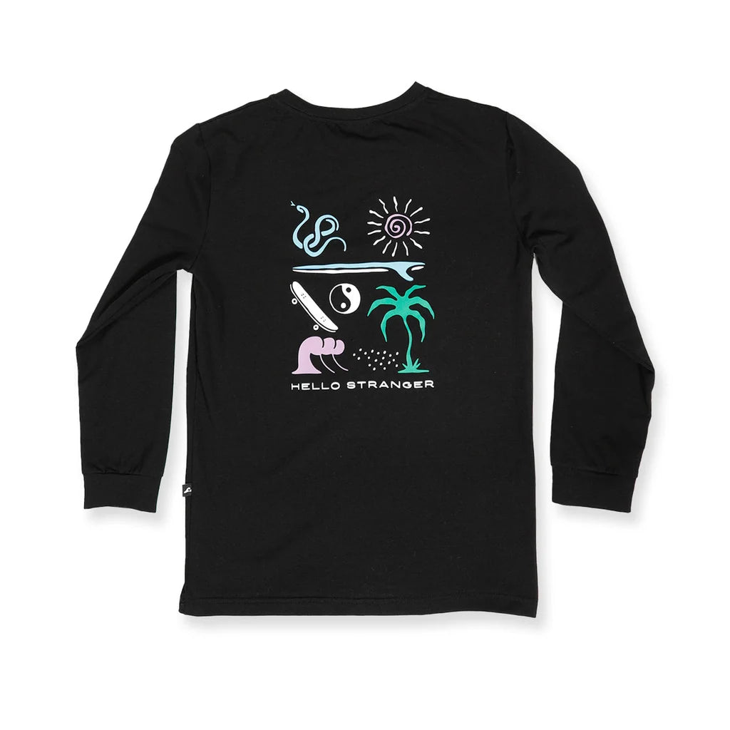 Hello Stranger Boys Explorer LS Tee Black