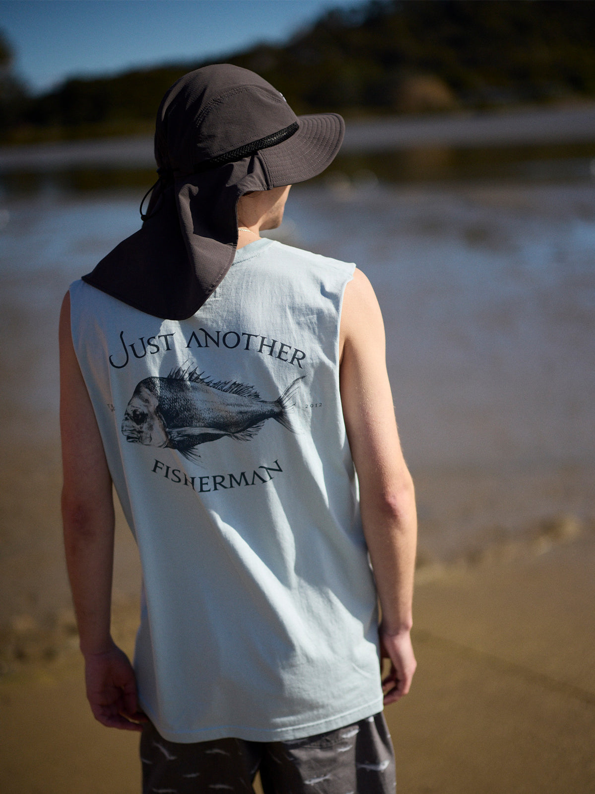 Just Another Fisherman Going Wide Flap Cap Charcoal