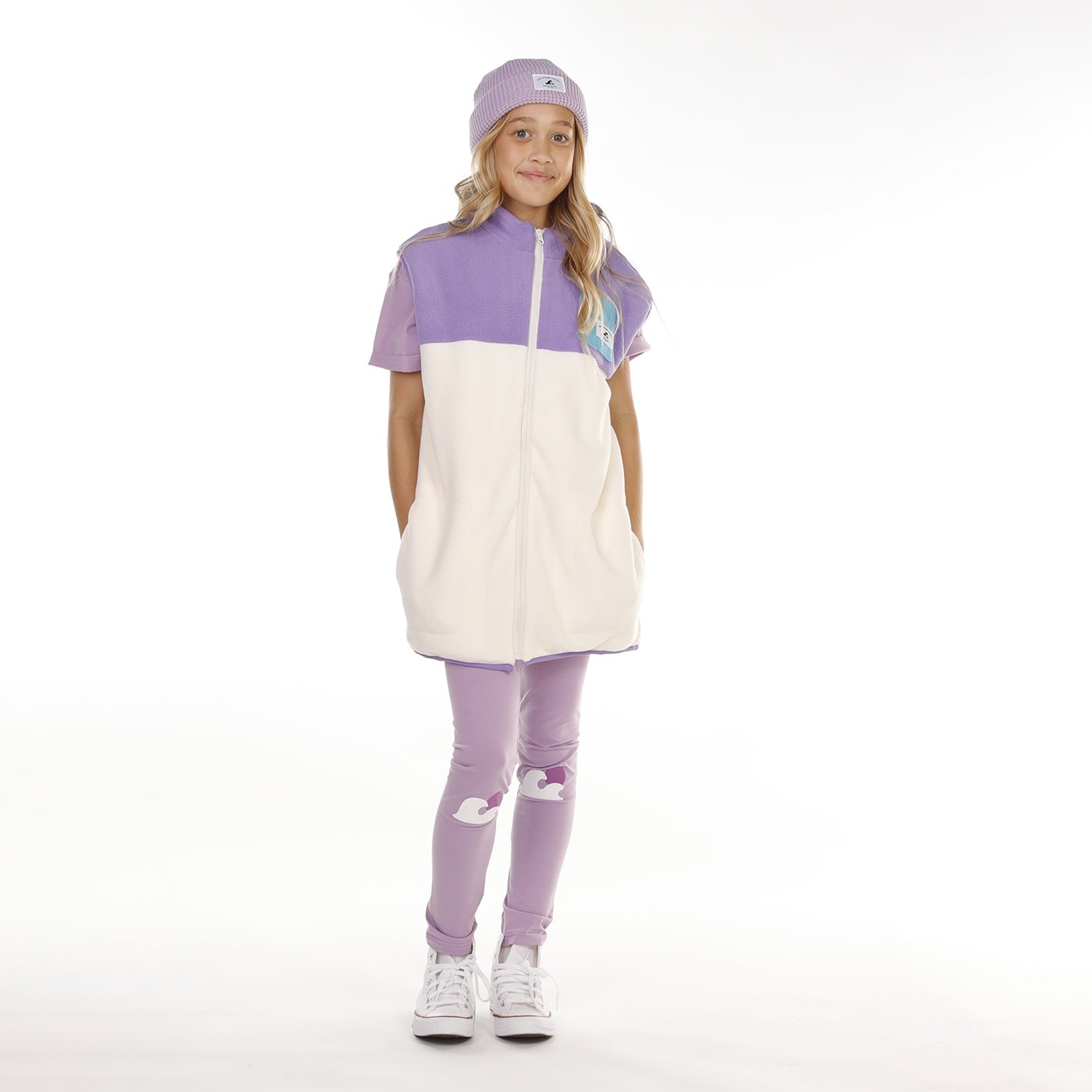 Hello Stranger Girls Leggings Purple Wave