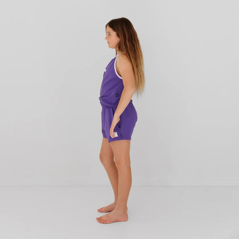 Hello Stranger Palm Days Singlet Purple