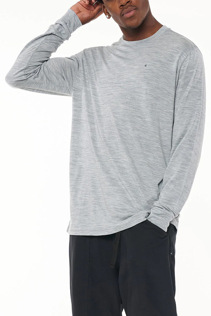 Huffer Merino LS Sup Tee Grey Marle