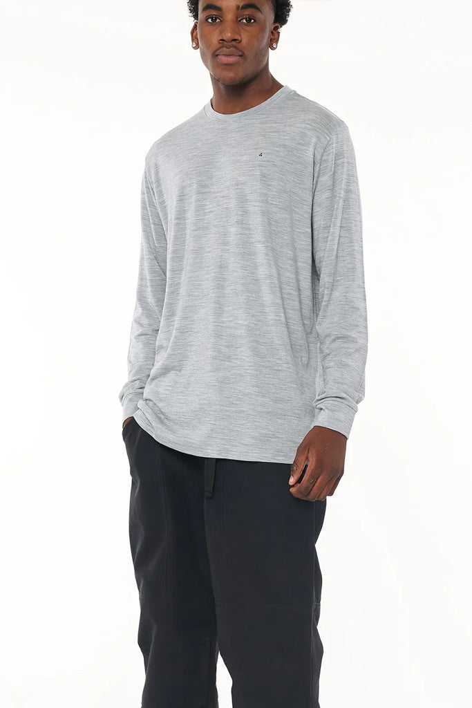 Huffer Merino LS Sup Tee Grey Marle