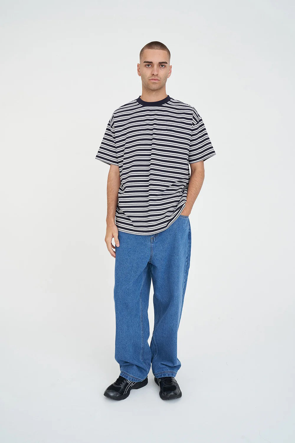 Huffer Stripe Block Tee Navy/Chalk