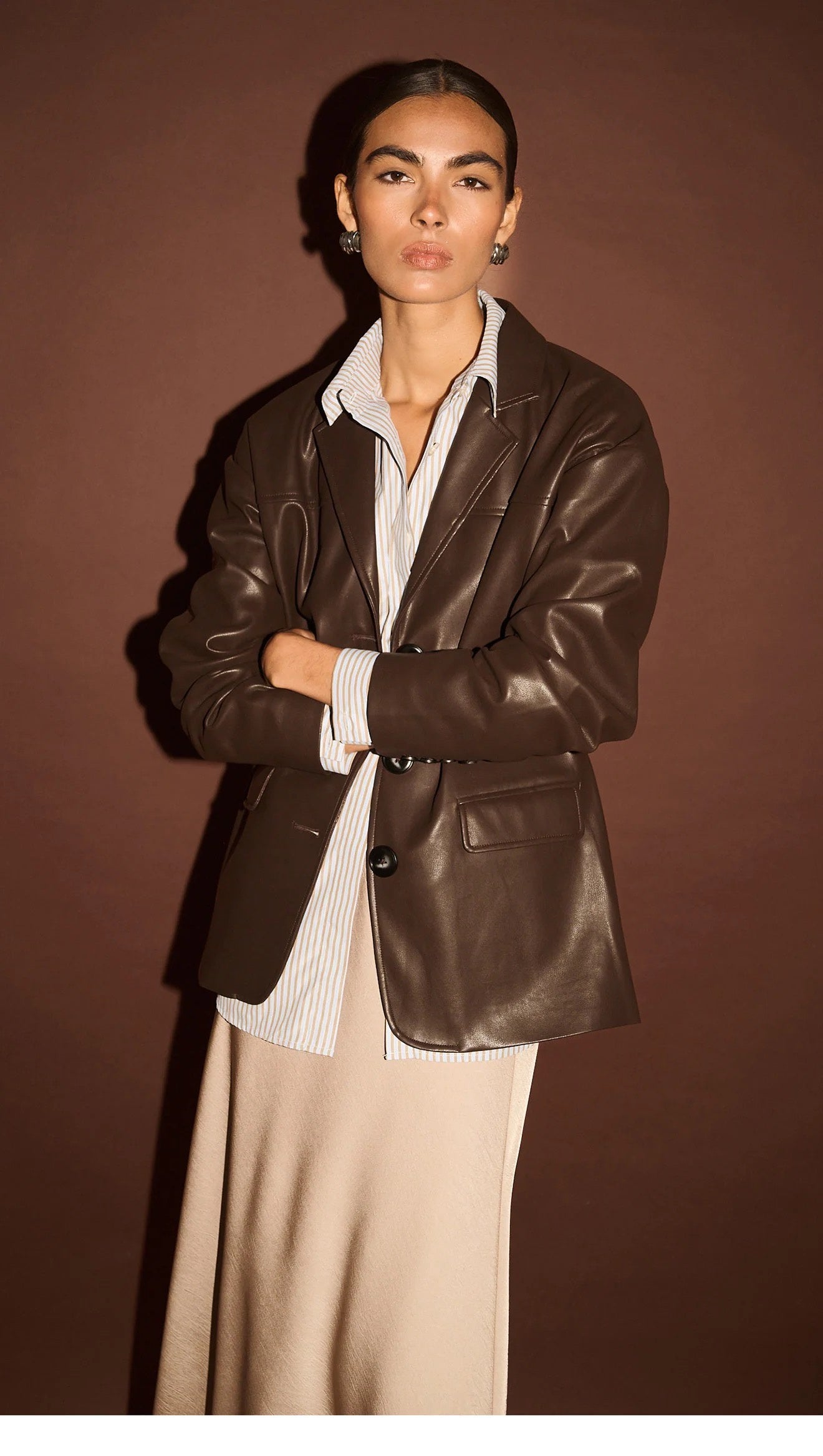 Staple The Label Freja Vegan Leather Jacket Choc