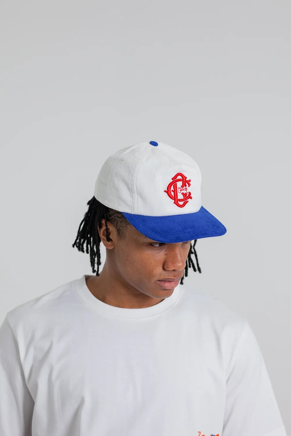 Crate Monogram Cord Snapback White/Blue