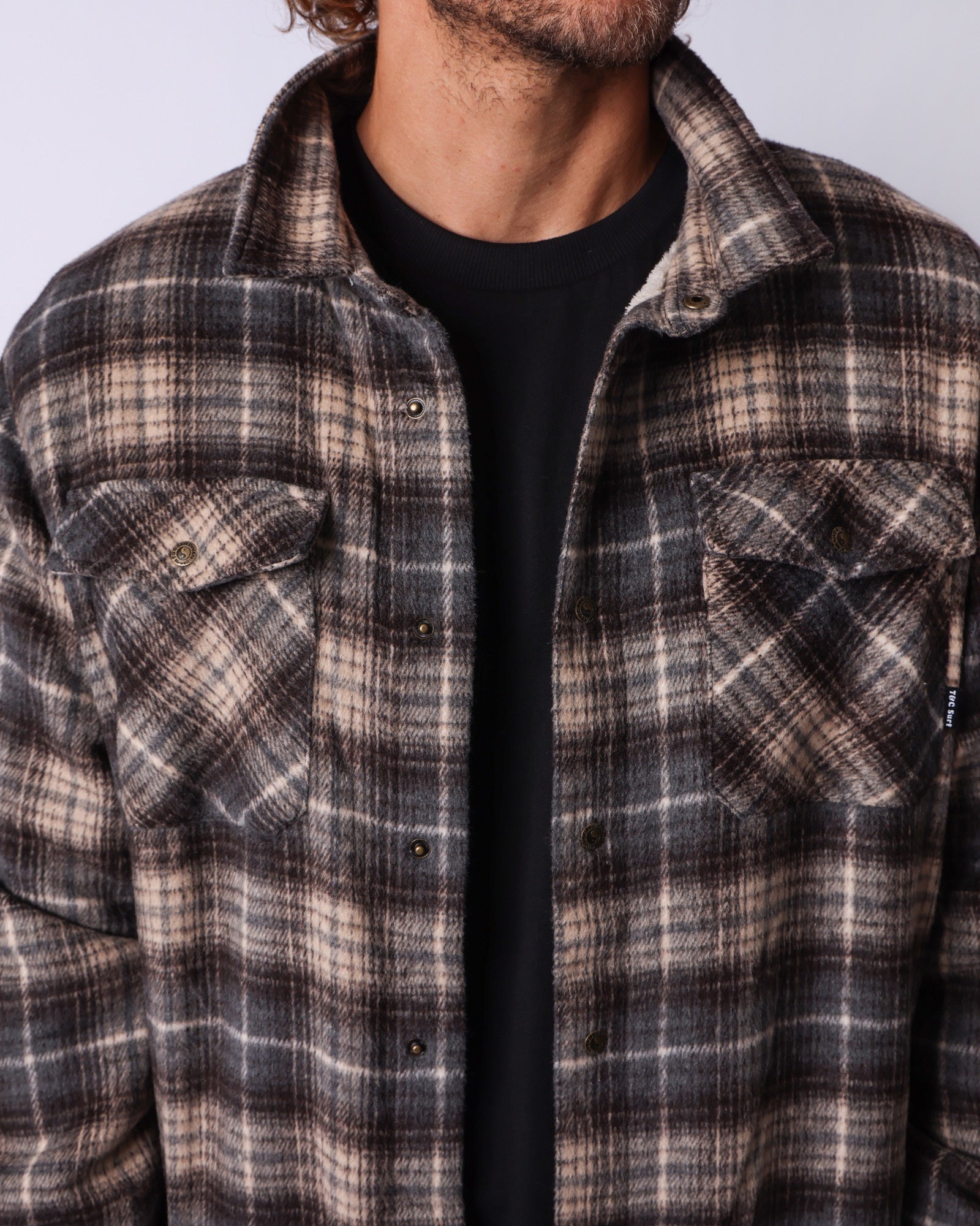 T&C Canyon Sherpa Flannel Light Char