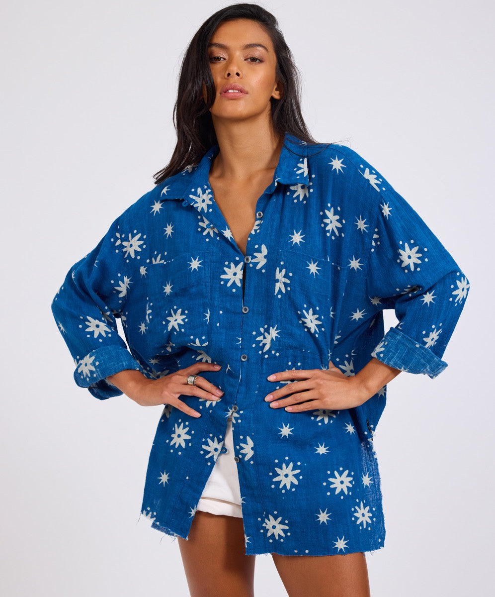 One Teaspoon Supernova Muslin Shirt-Blue
