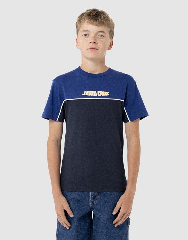 Santa Cruz Fish Eye Strip Front Short Sleeve Tee Dark Blue