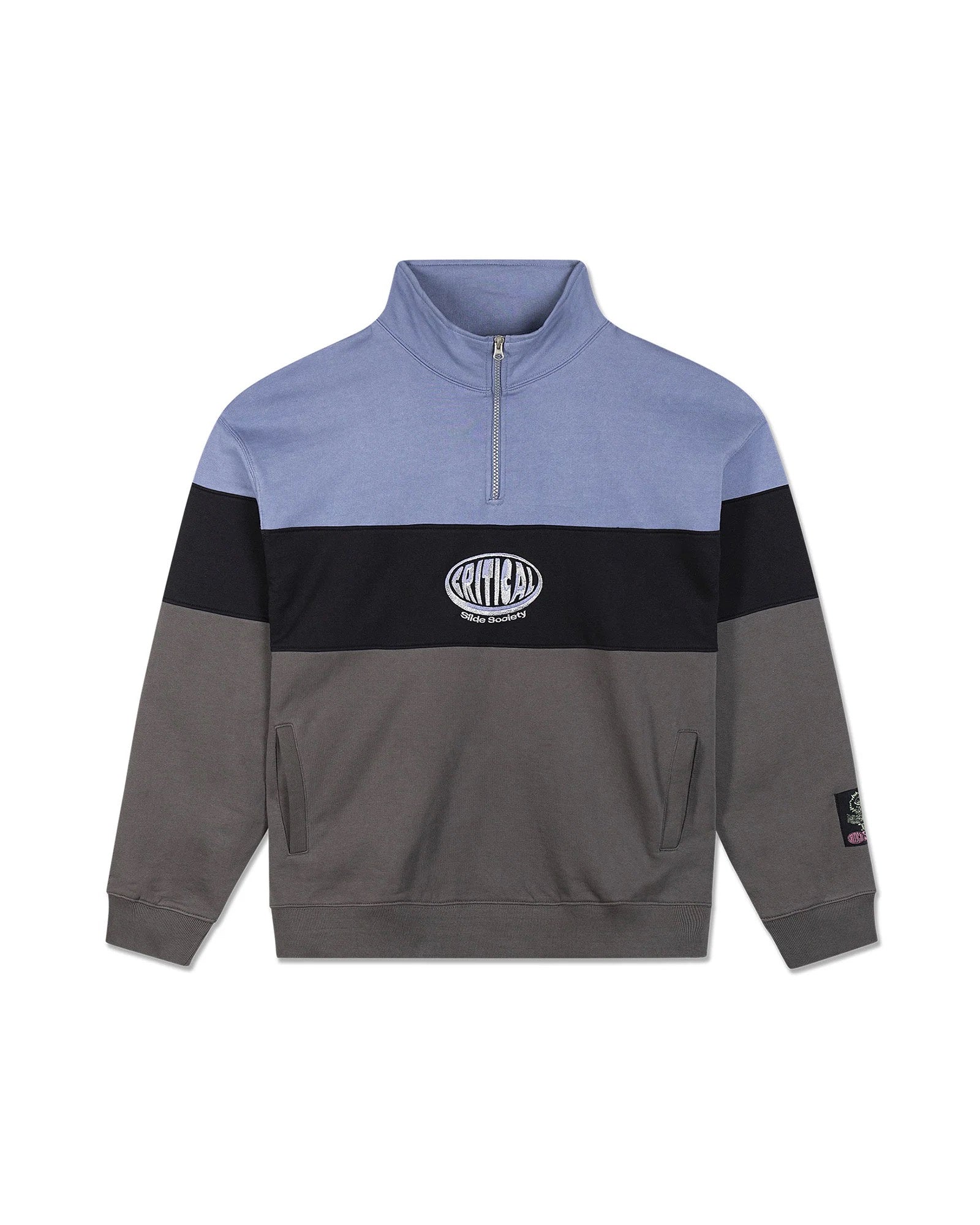 Critical Slide Buzzed Panel 1/4 Zip Crew Blue