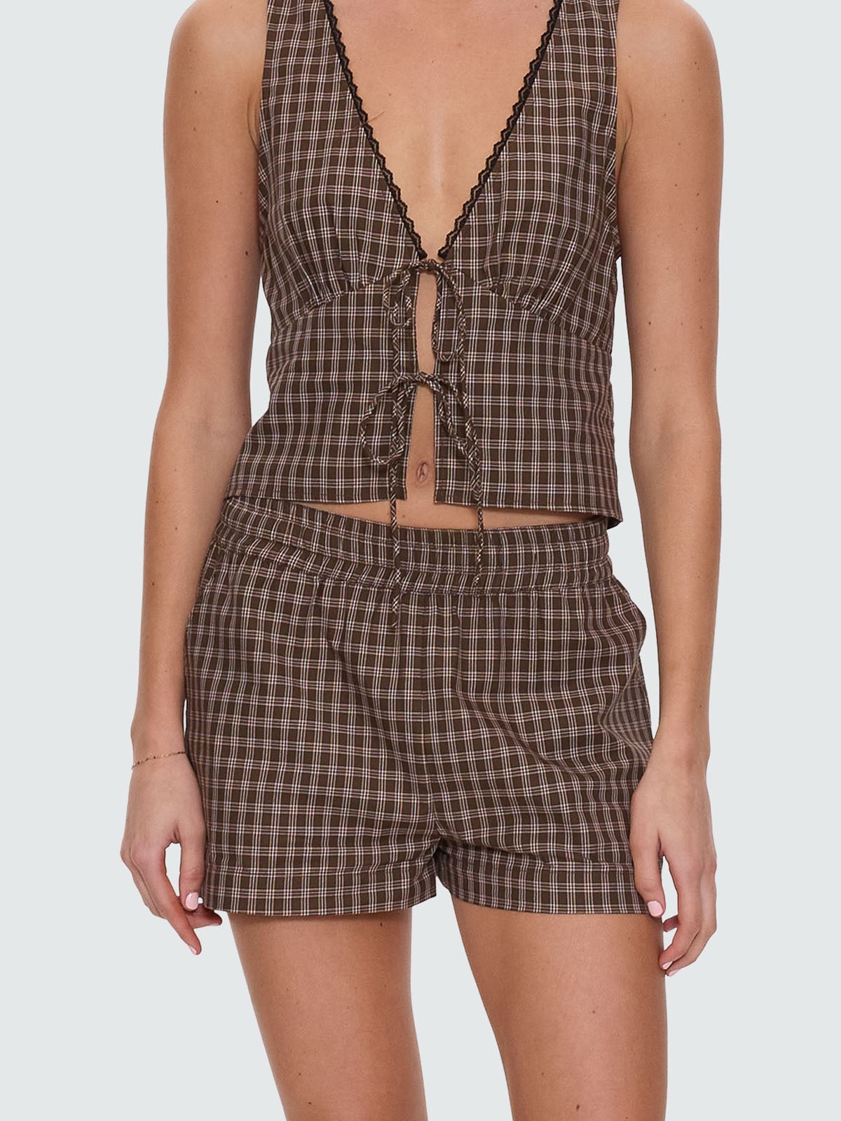 Thrills State Of Mind Check Short Postal Brown