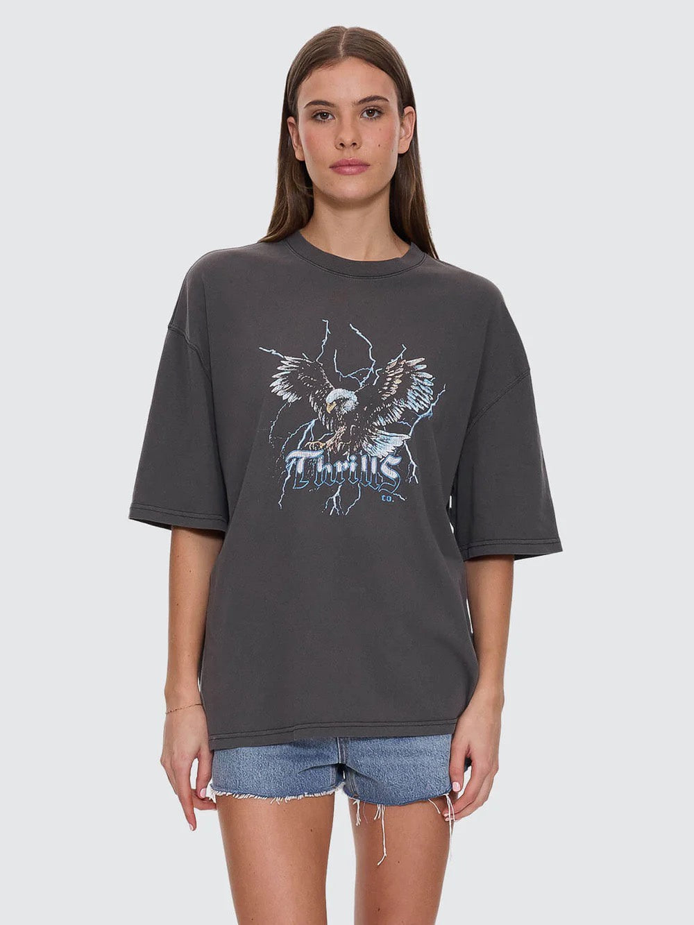 Thrills Run For The Hills Oversized Tee Merch Black