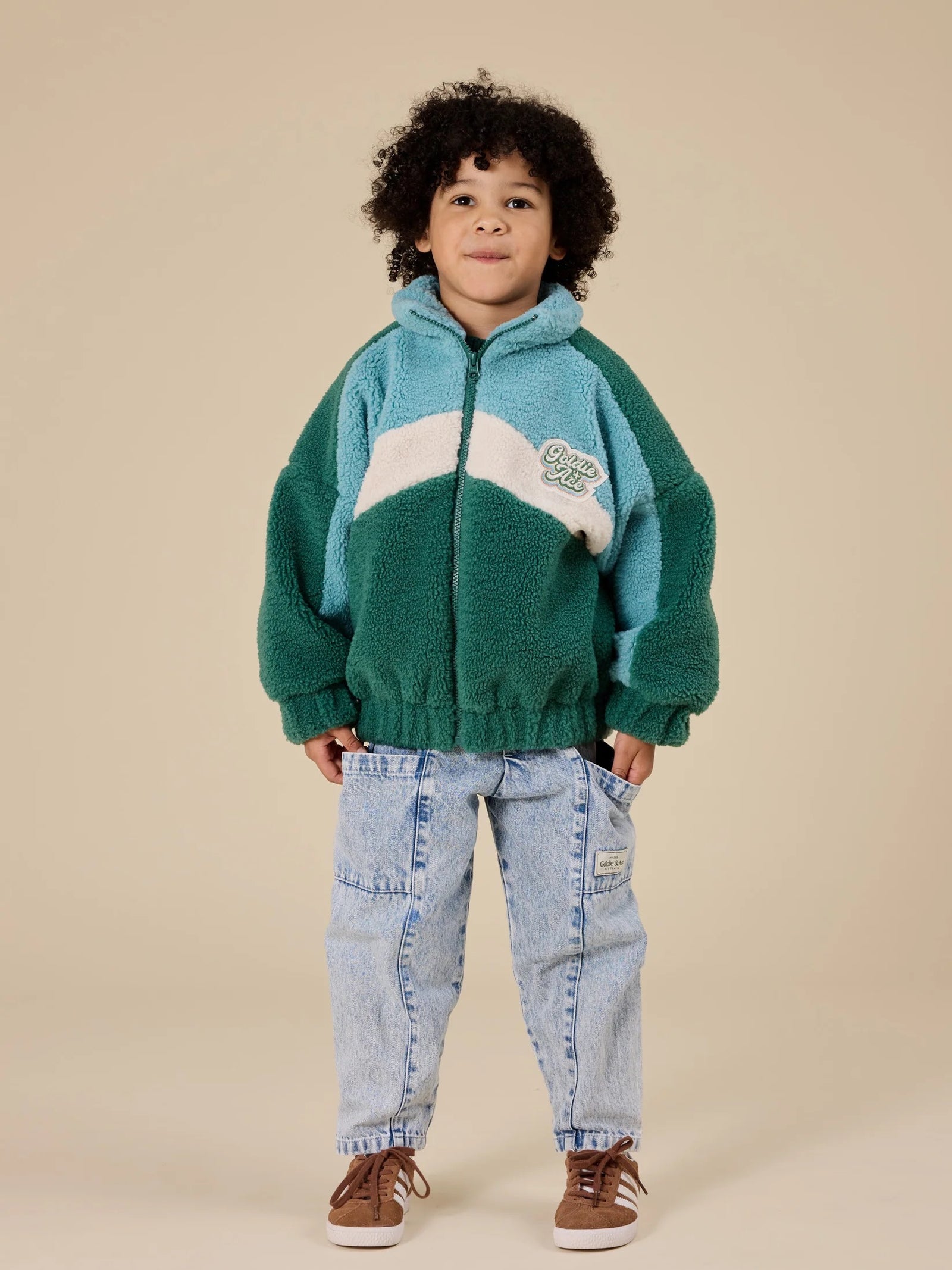 Goldie + Ace Frankie Sherpa Jacket Teal