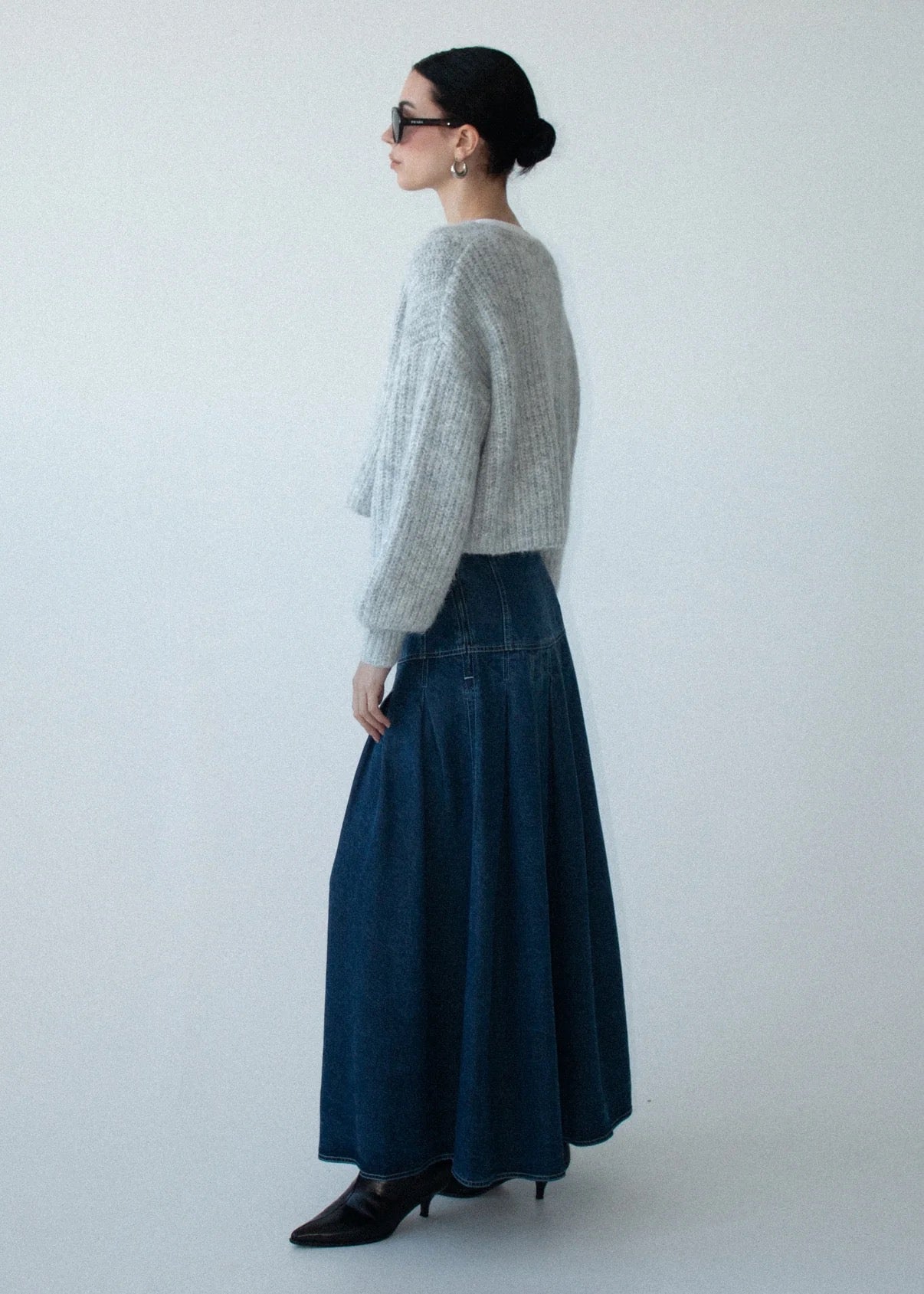 Staple the Label Roma Chambray Midi Skirt Indigo