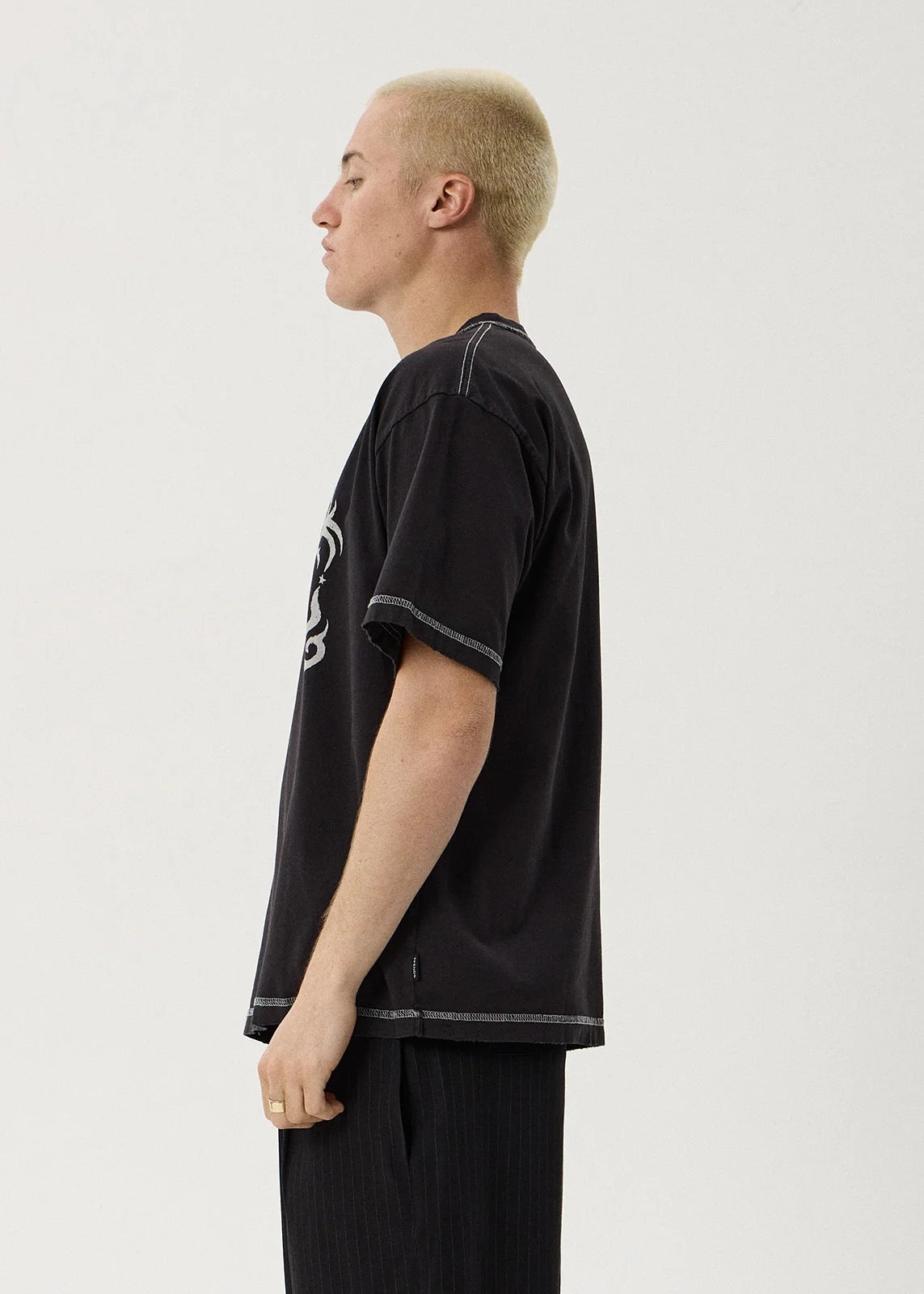 Afends Yang - Heavyweight Boxy Tee Stone Black