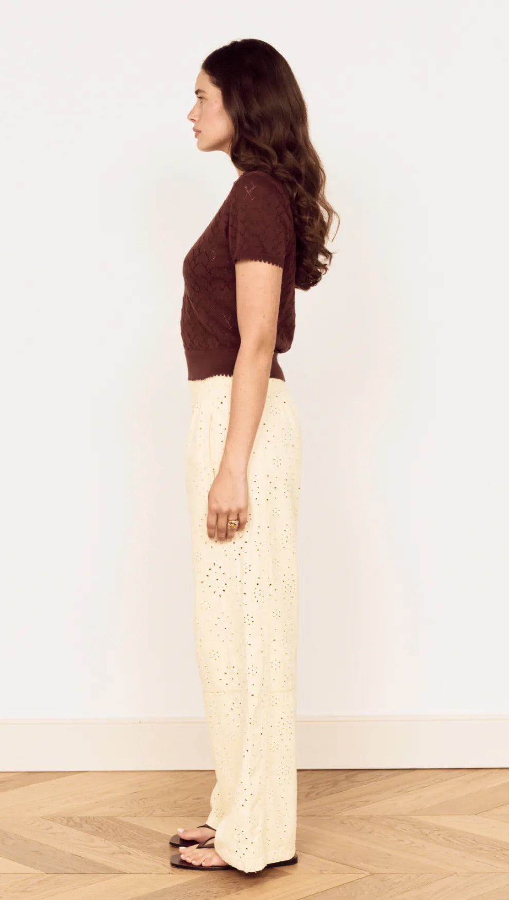 Mink Pink Calla Knit Tee Choc