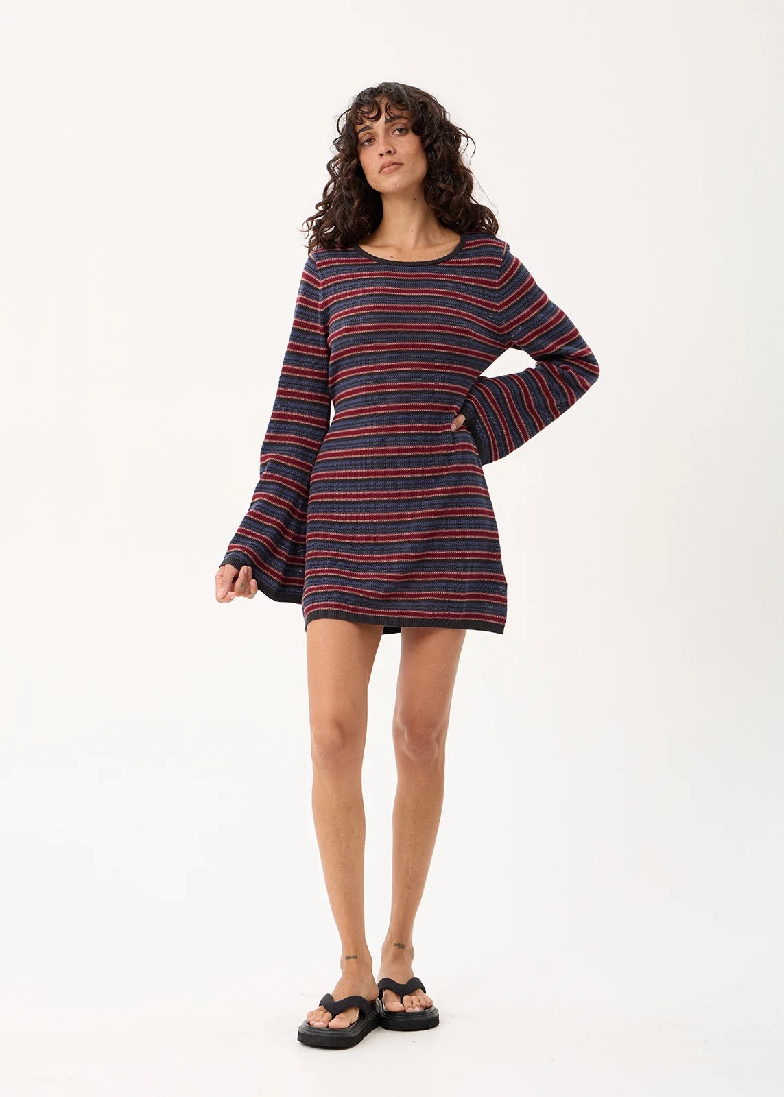 Afends Riley - Knit Mini Dress Club Stripe