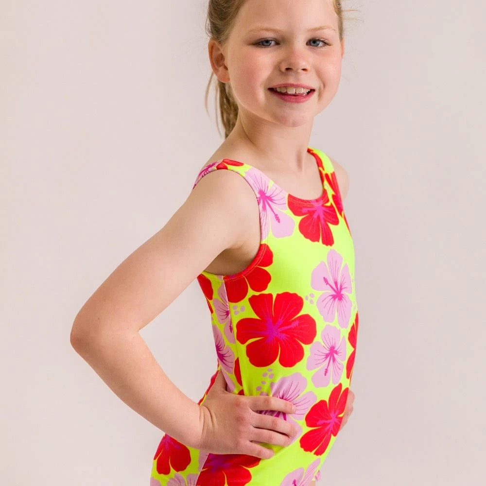 Nestling Neon Girls Swimsuit - Hibiscus