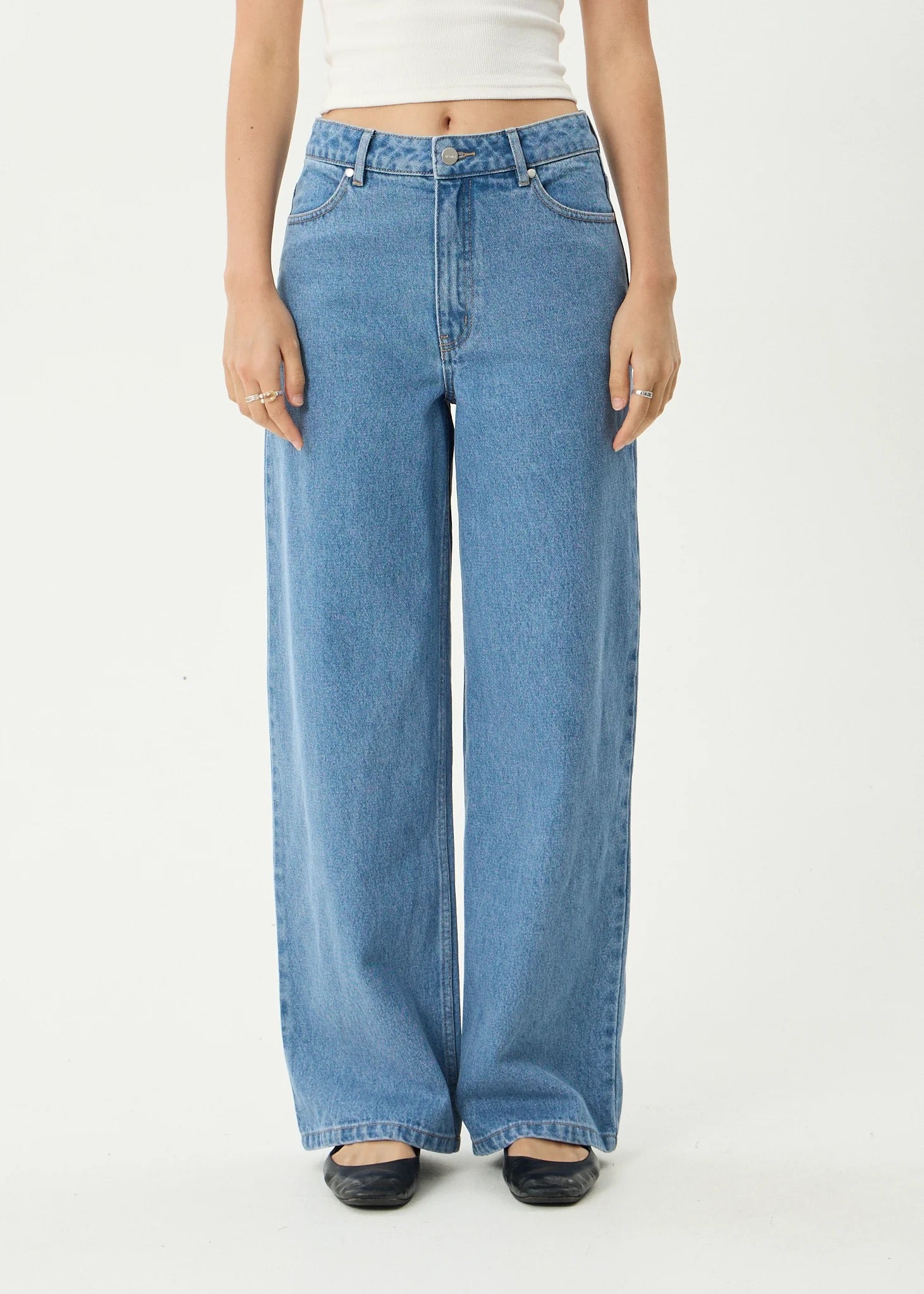 Afends Bella Denim Wide Leg Jean - Worn Blue