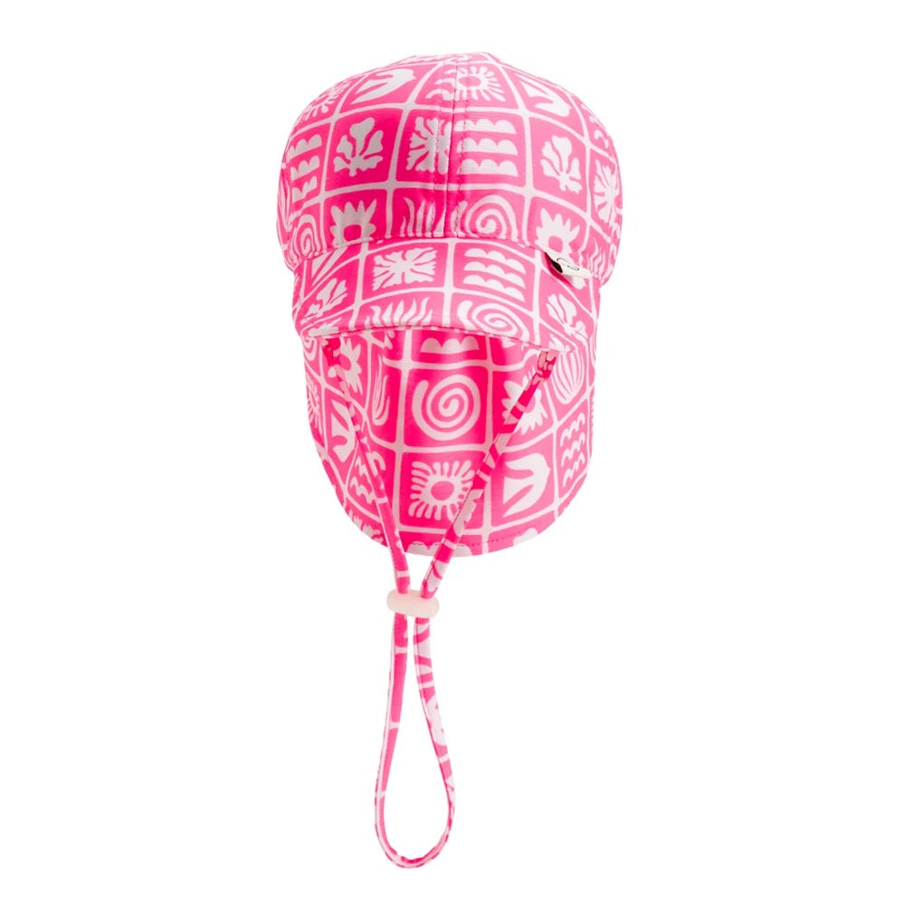 Nestling Neon Swim Legionnaire Hat - Neon Pink Retro Surf