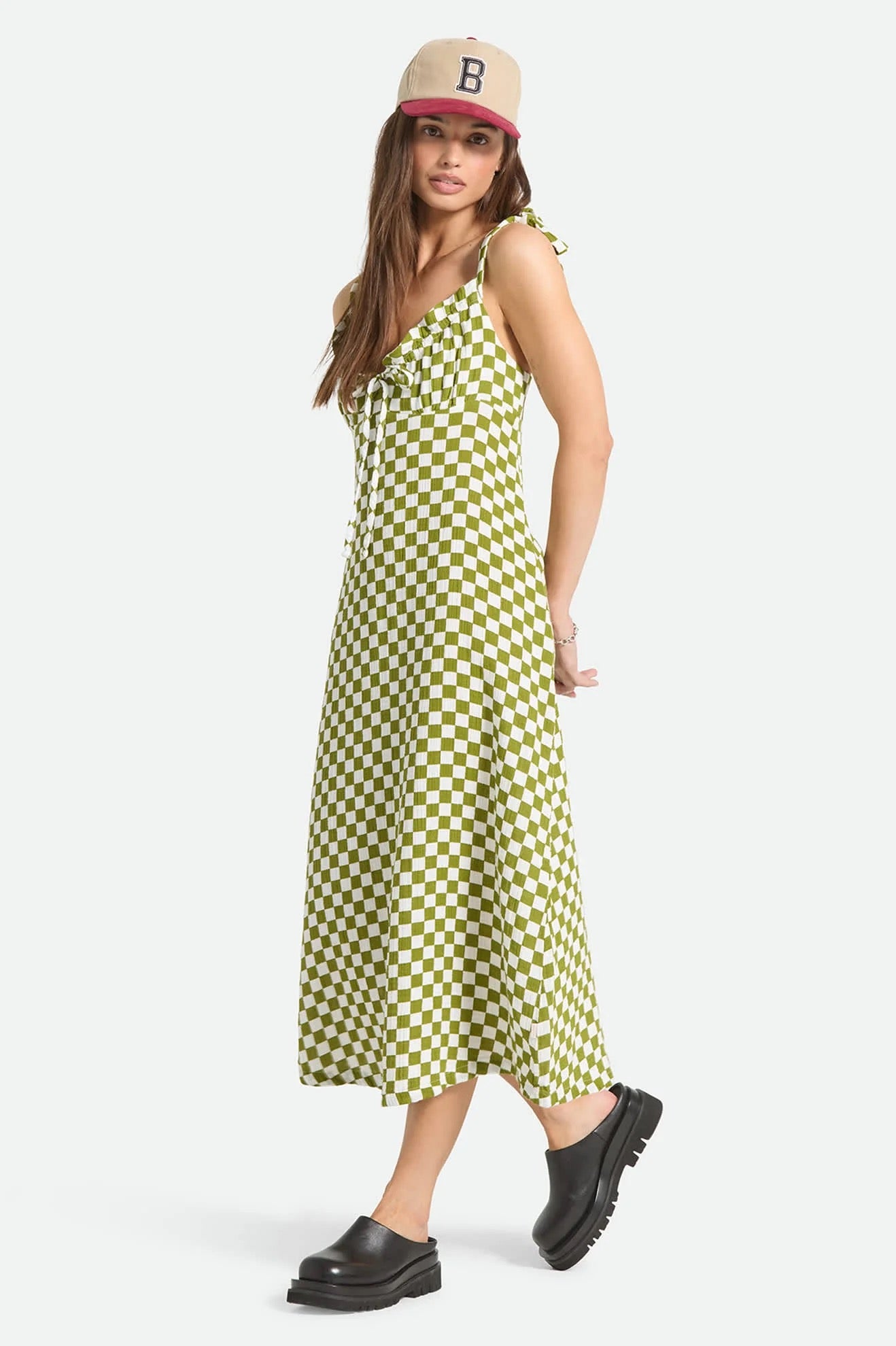 Brixton The Tie Dress Sublime Green Checkerboard