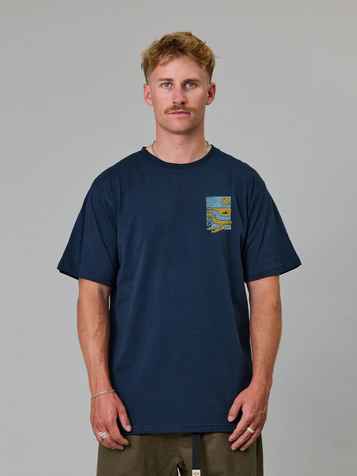 Just Another Fisherman Coastline Sea Tee - Navy