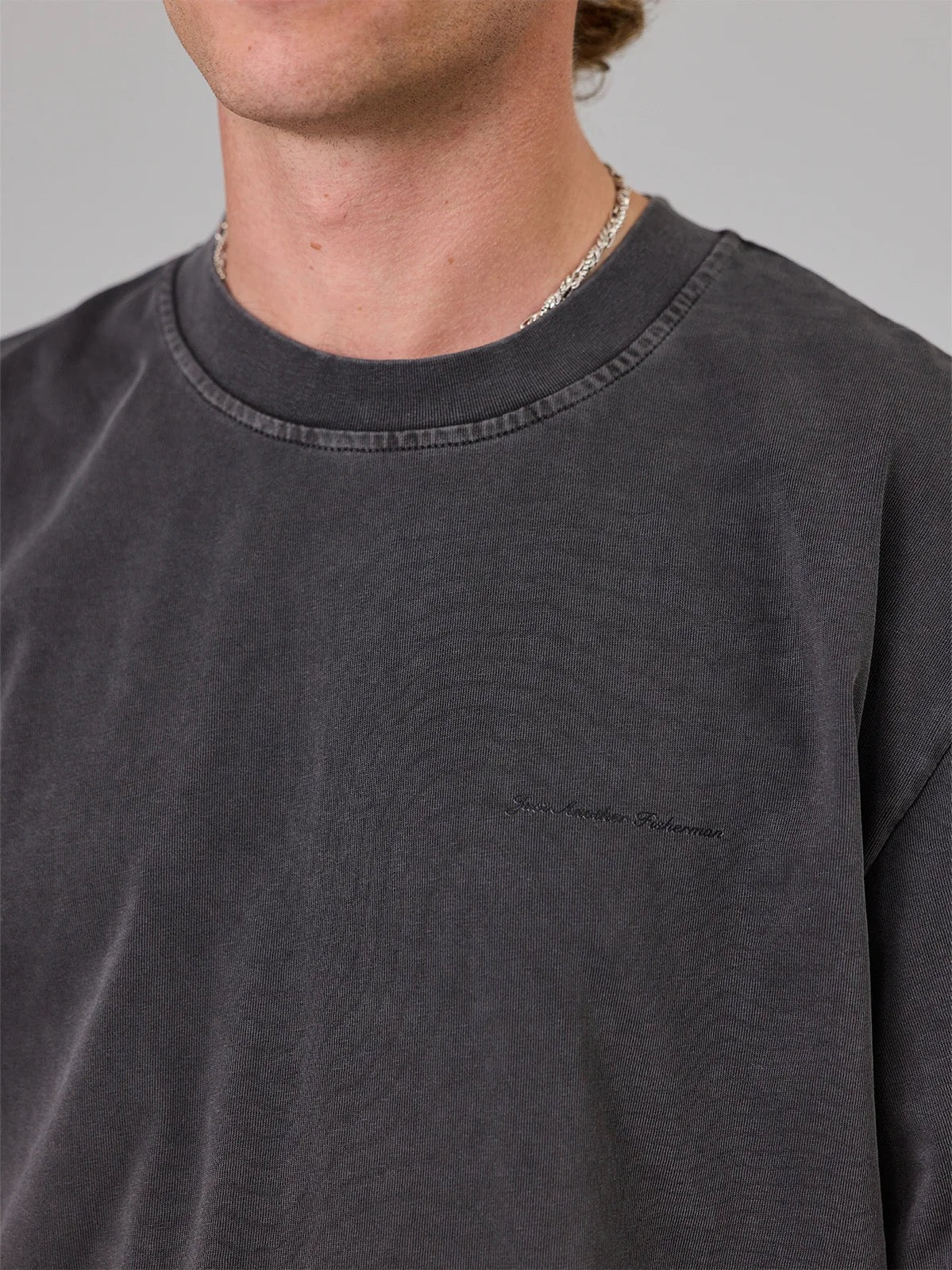 Just Another Fisherman Script Heavy Shore Tee Aged Black