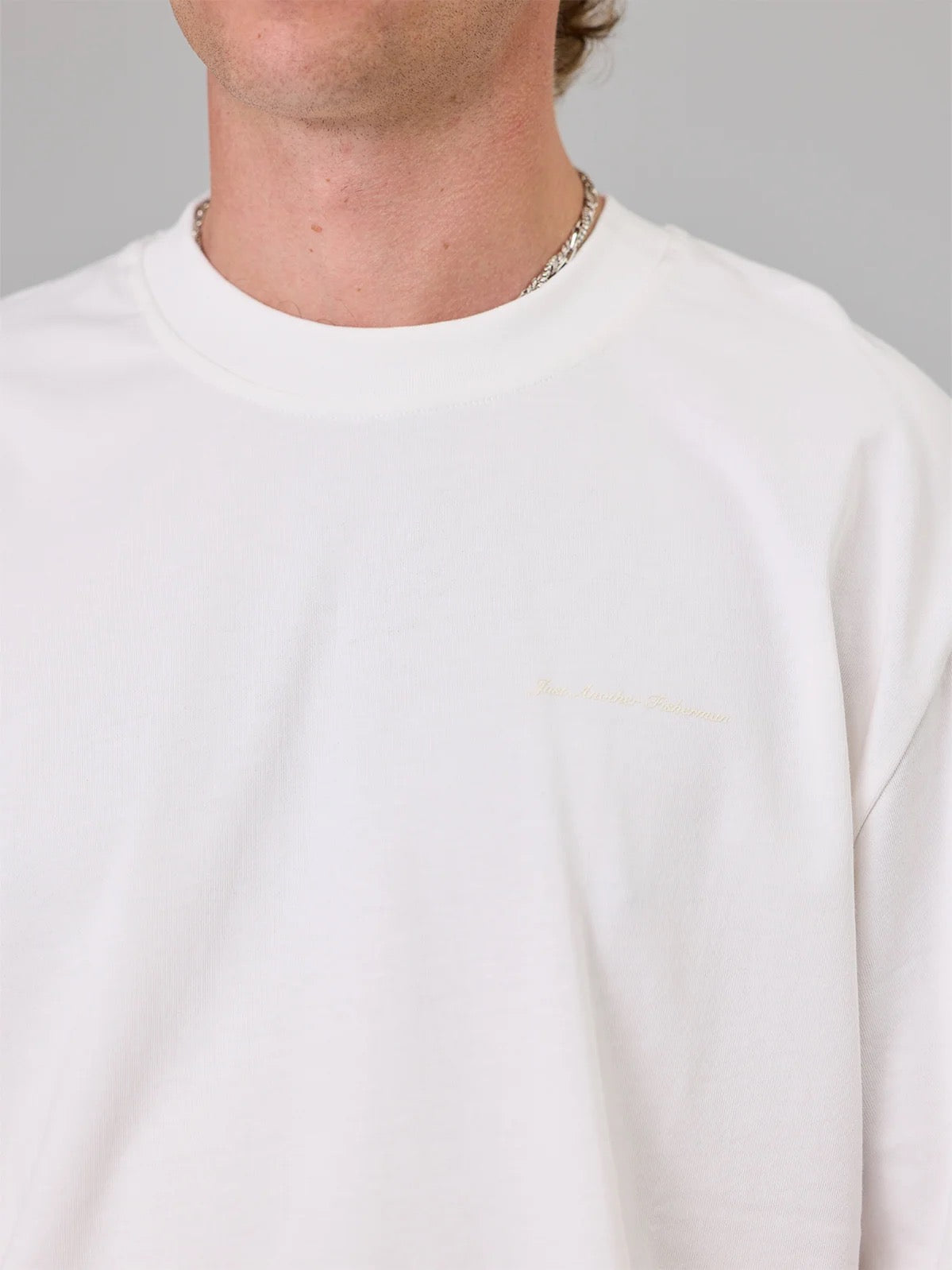 Just Another Fisherman Script Heavy Shore Tee White