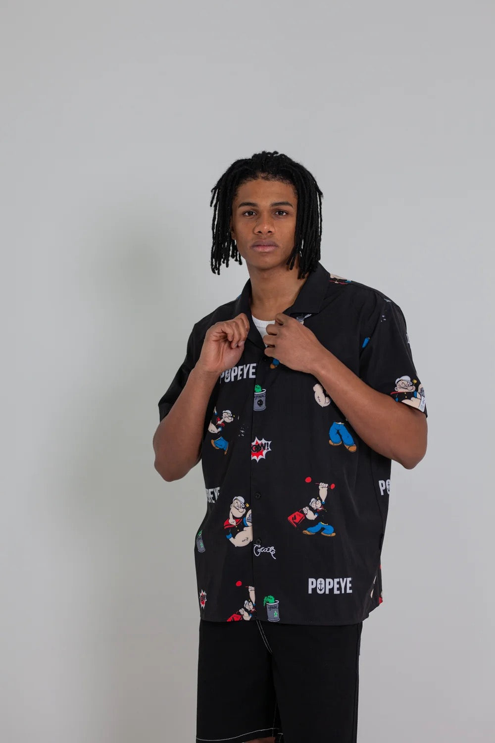 Crate X Popeye Cuban Collar Shirt Black