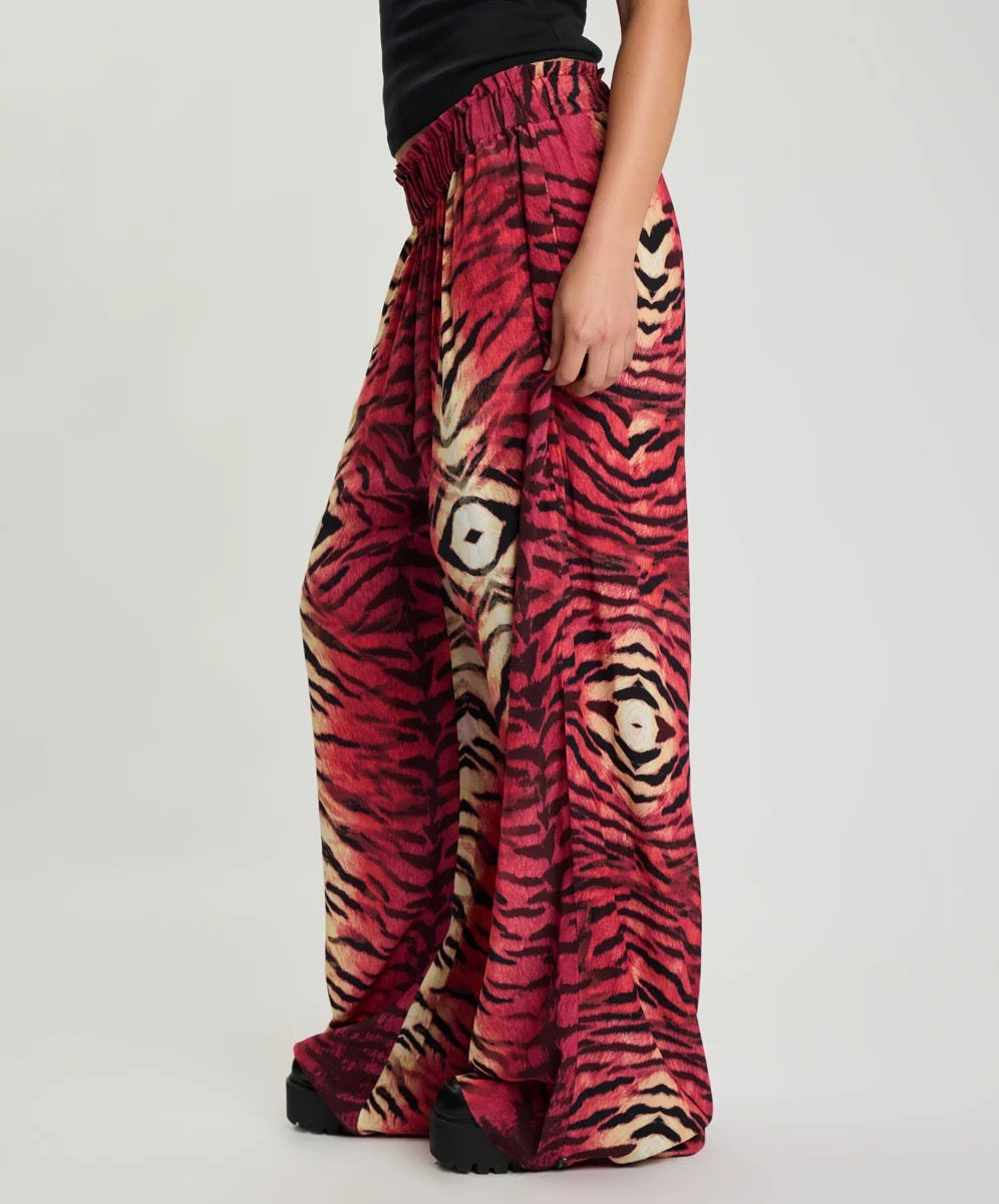One Teaspoon Wild Rouge Palazzo Pants Red Animal Print